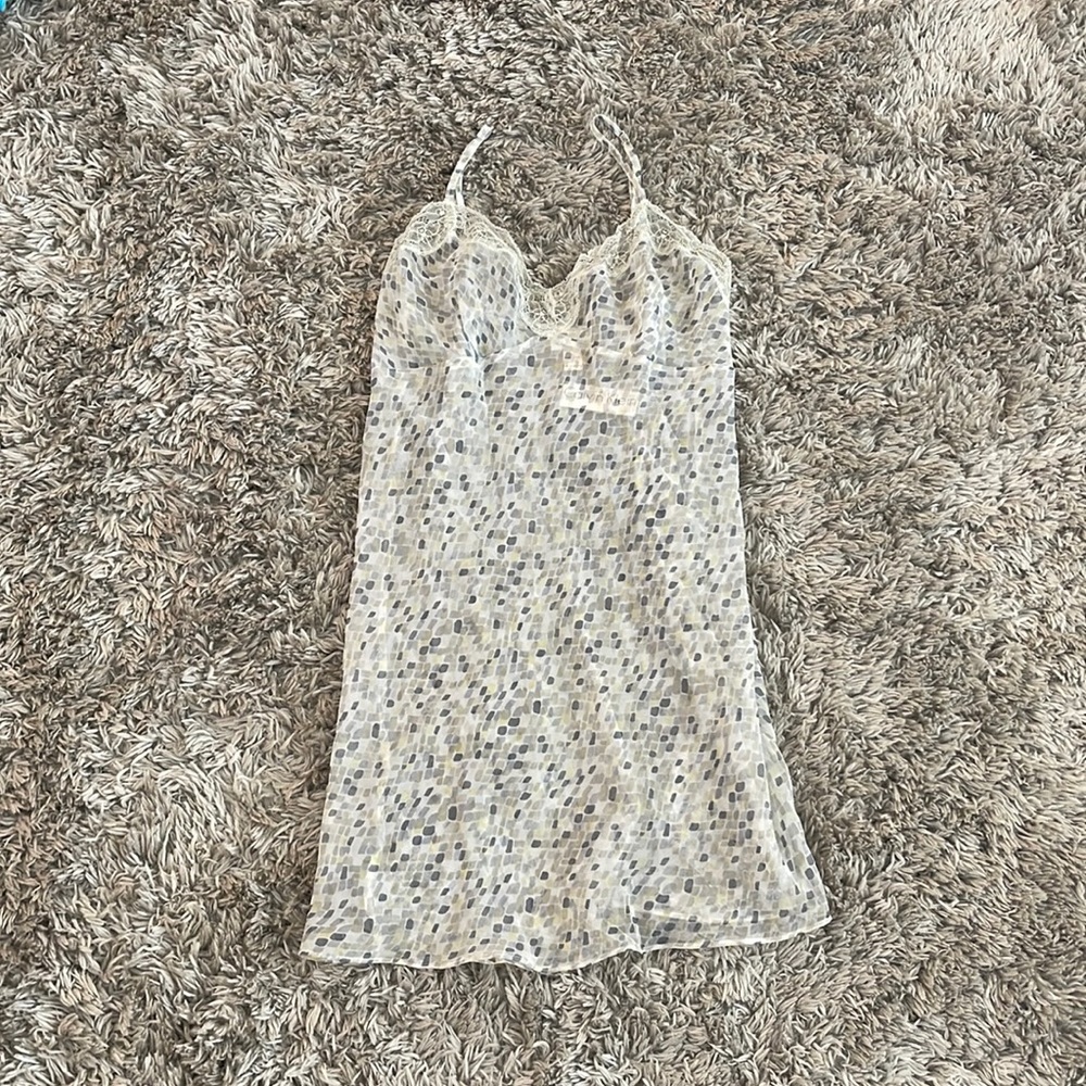Calvin Klein Geometric Print Lace Slip Dress